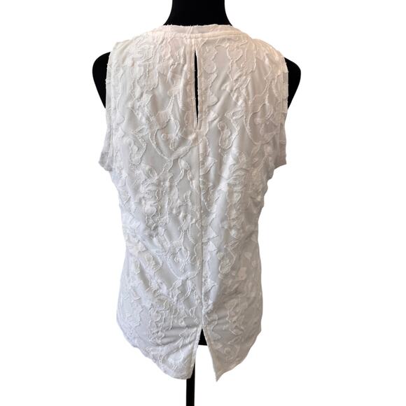 VINCE CAMUTO Women's Ultra White Textured Keyhole Back Sleeveless Top Size M - Picture 5 of 7